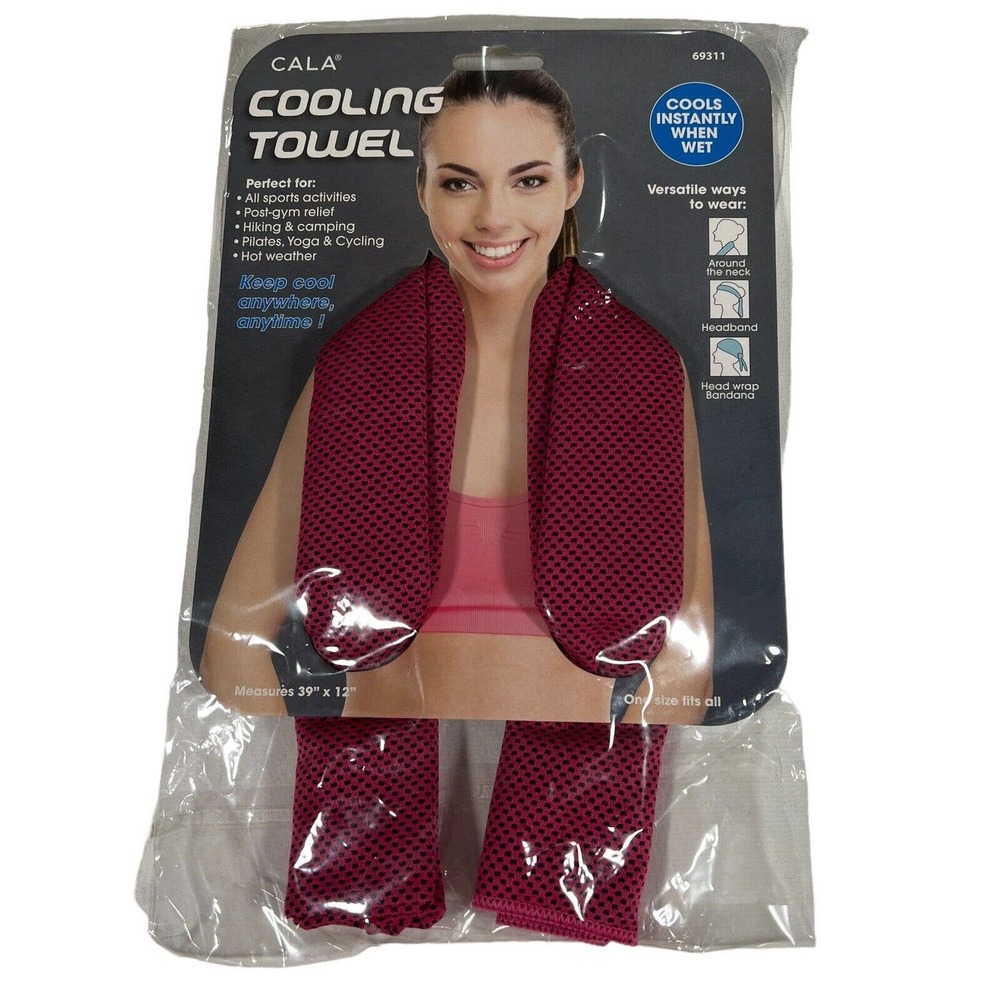 CALA Cooling Towel Sporting Event 39"x12" Gym Yoga Pilates Pink Cools Instantly